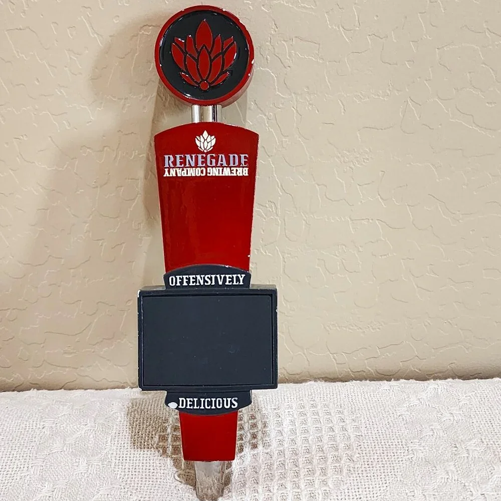 Renegade Brewing Co Offensively Delicious Red Black Retro Beer Pull Tap Handle